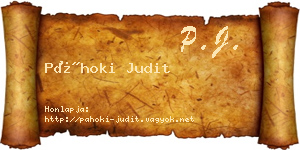 Páhoki Judit névjegykártya